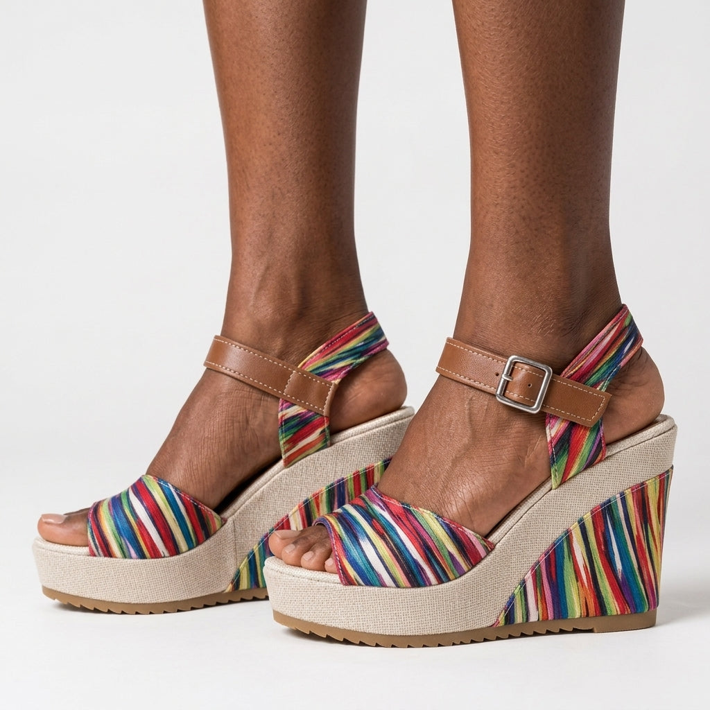 Wilma | Patterned Buckle Platform Heels