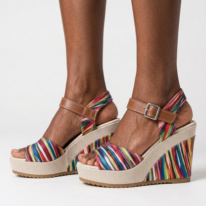 Wilma | Patterned Buckle Platform Heels