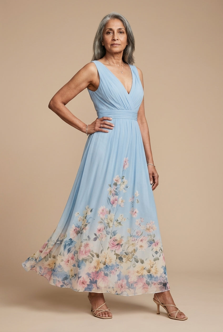 Elegant Sleeveless Floral Dress for Women, Lightweight A-Line with Feminine Fit, for Brunch, Vacation, Everyday & Date N