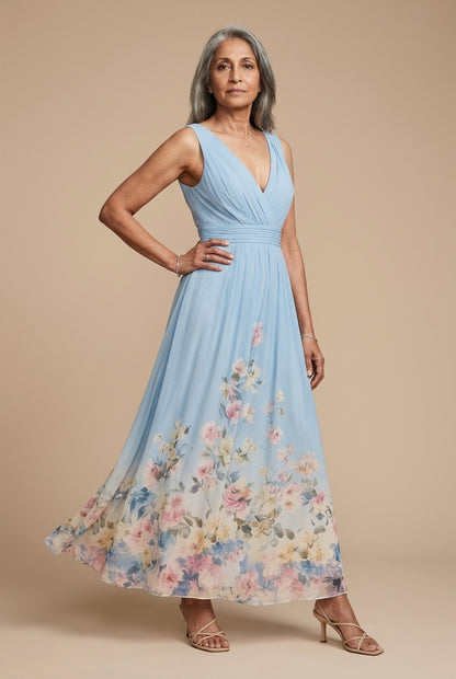 Elegant Sleeveless Floral Dress for Women, Lightweight A-Line with Feminine Fit, for Brunch, Vacation, Everyday & Date N