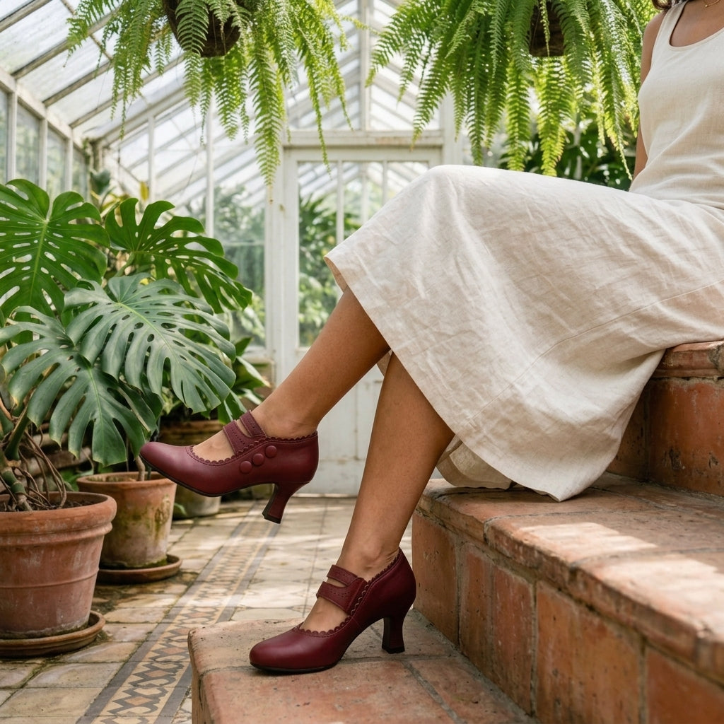 Uta Onyx | Button-Strap Loafer Heels