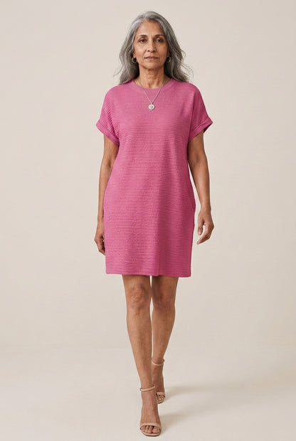 Cosette Tamsyn | Textured Crew Neck Mini Dress