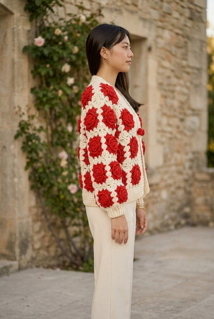 Ulea | Handmade Wool Floral Cardigan