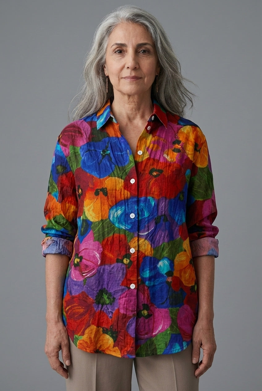 Yseult Mariel | Floral Button-Down Blouse
