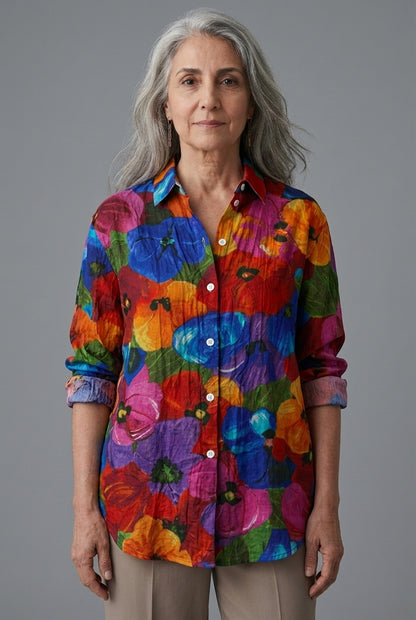 Yseult Mariel | Floral Button-Down Blouse