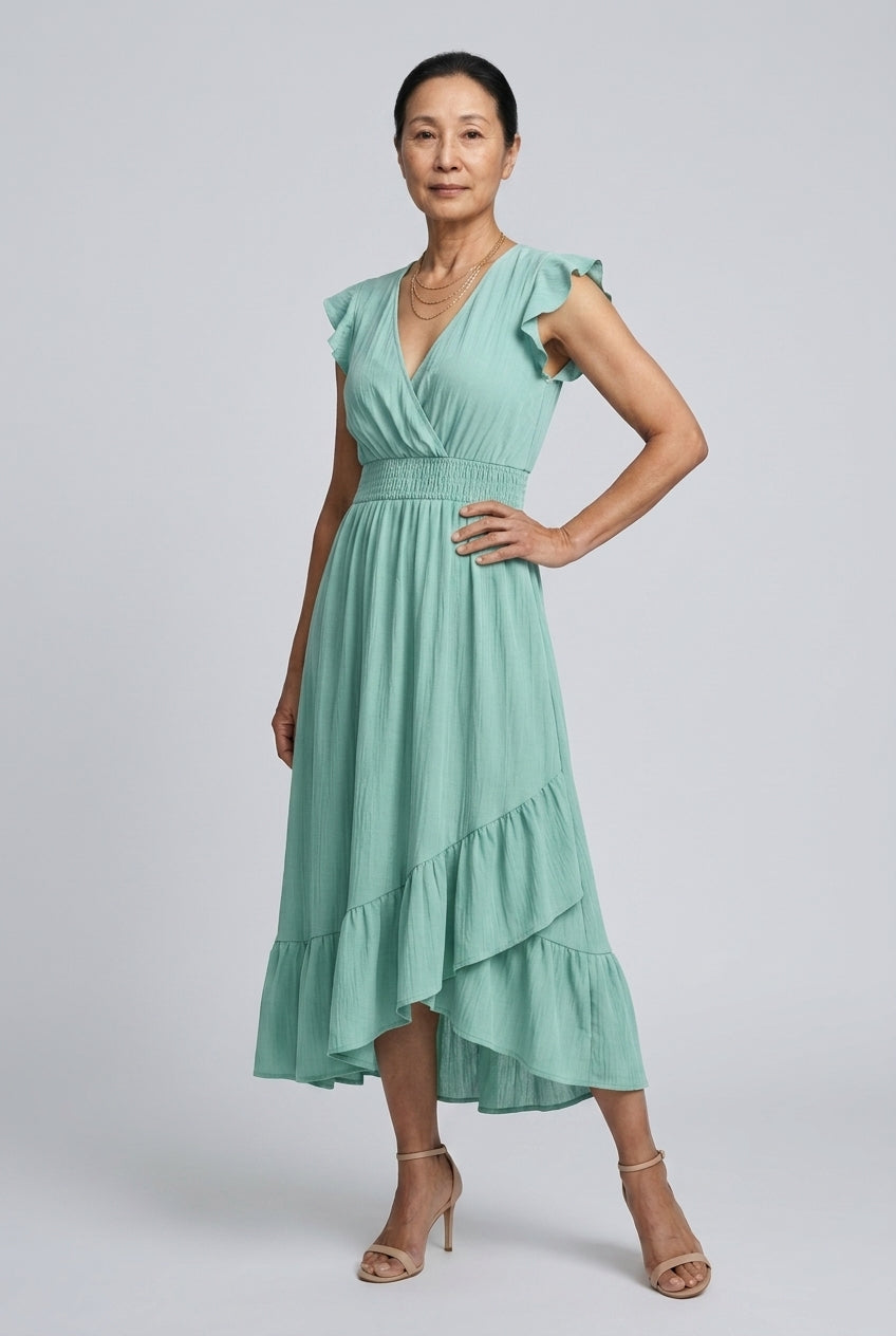 Sancha | Ruffled V-Neck Sleeveless Dress