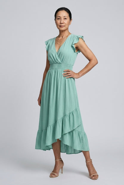 Sancha | Ruffled V-Neck Sleeveless Dress