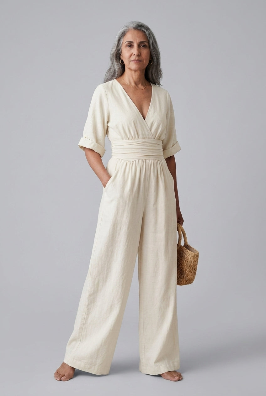 Cassandra | Wrap Wide-Leg Jumpsuit