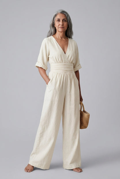 Cassandra | Wrap Wide-Leg Jumpsuit