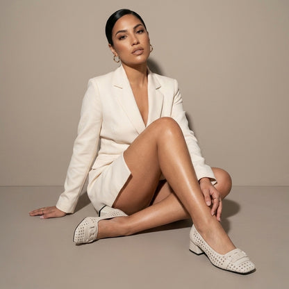 Serafina Séraphine | Woven Leather Block Heel Pump