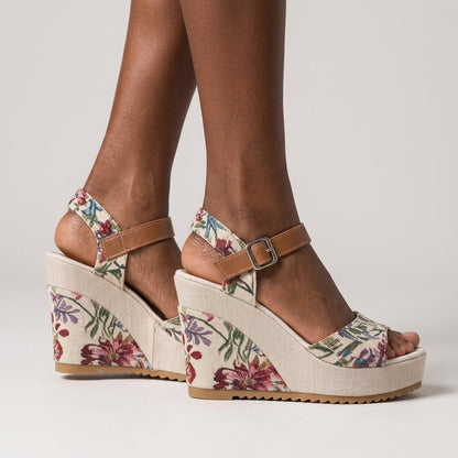 Wilma | Patterned Buckle Platform Heels
