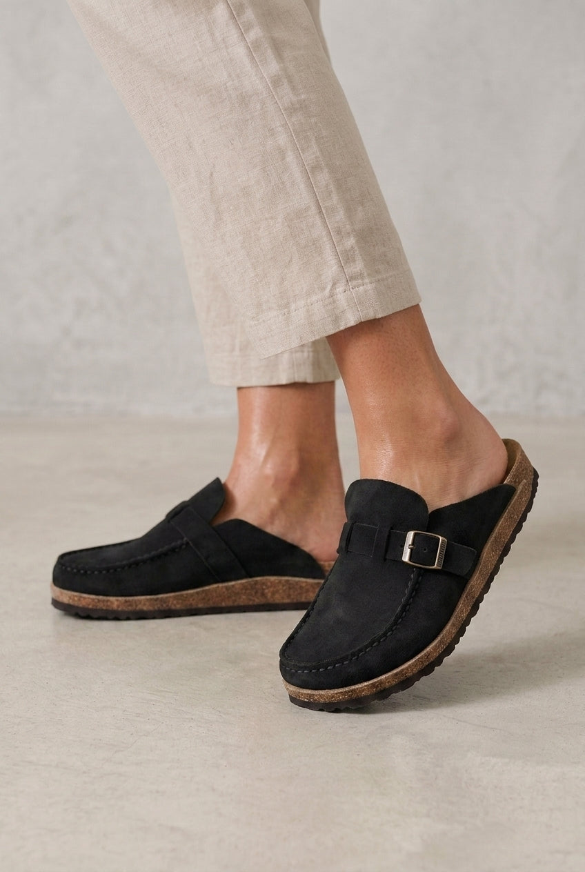 Elegant Low Heel Buckle Loafers for Women, Slip-On Metal Buckle Polished Structured, for Work, Office, Business & Everyd