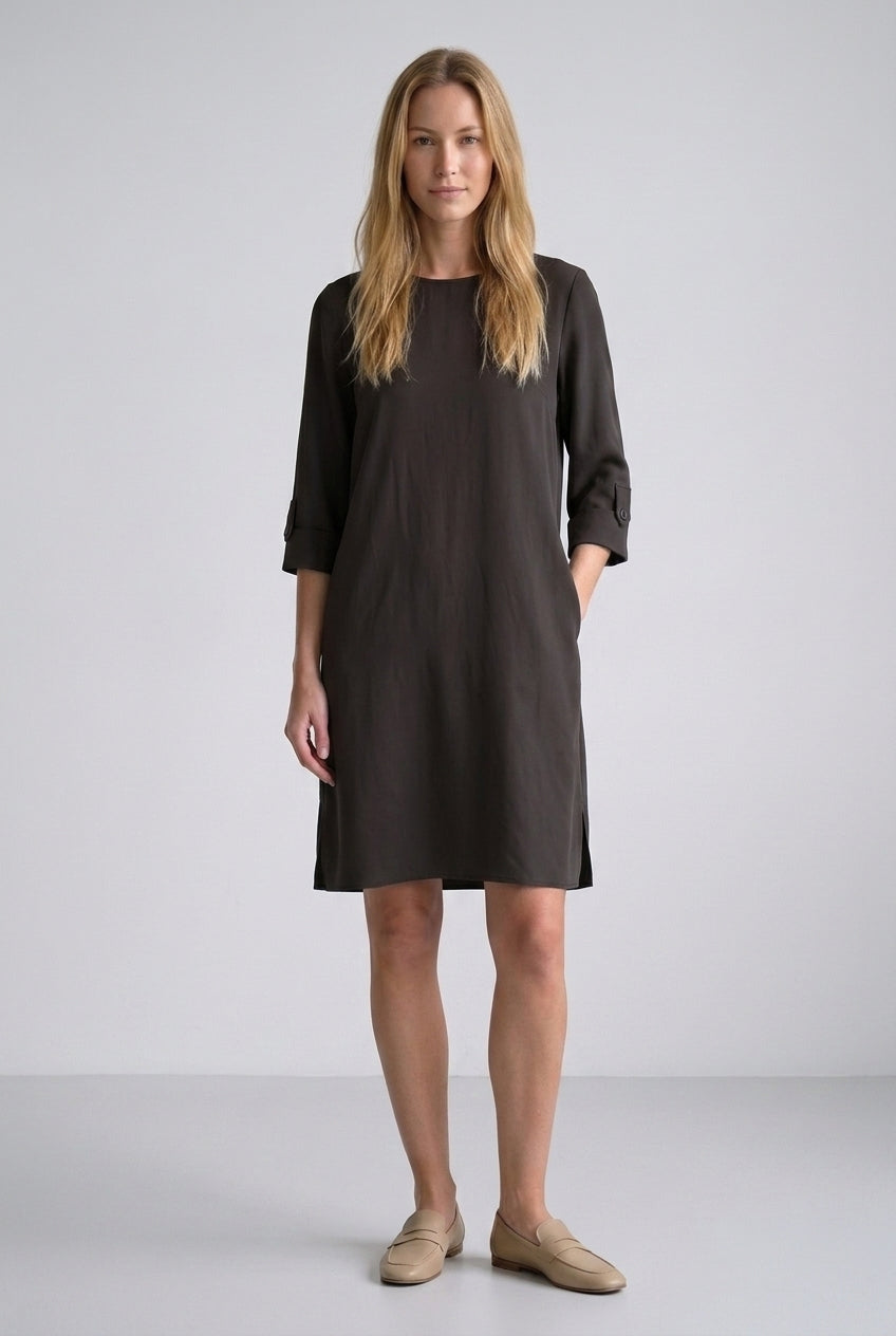 Comfortable Round Neck Dress for Women, Soft Lightweight Relaxed Fit Mid-Sleeve, for Casual, Office, Everyday & Weekend 
