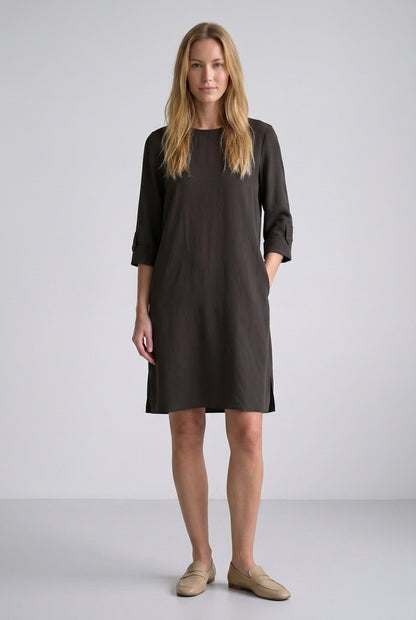 Comfortable Round Neck Dress for Women, Soft Lightweight Relaxed Fit Mid-Sleeve, for Casual, Office, Everyday & Weekend 