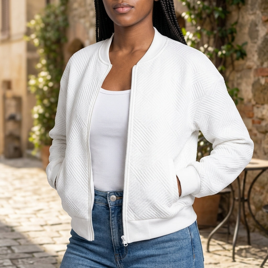 Viva | Diamond-Quilted Cropped Bomber
