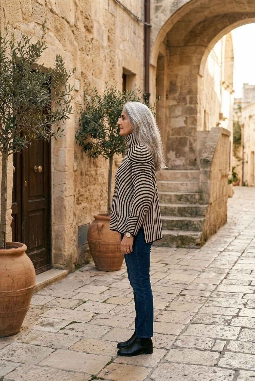 Jocelyn Ariadne | Striped Roll Neck Sweater
