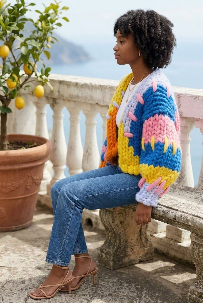 Adara | Color Block Wool Cardigan