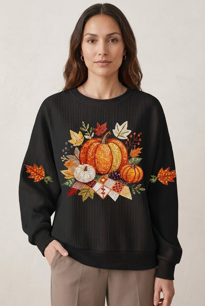 Cozy Harvest Sweatshirt for Women, Soft Relaxed-Fit Festive Design, for Fall, Thanksgiving, Casual & Lounging