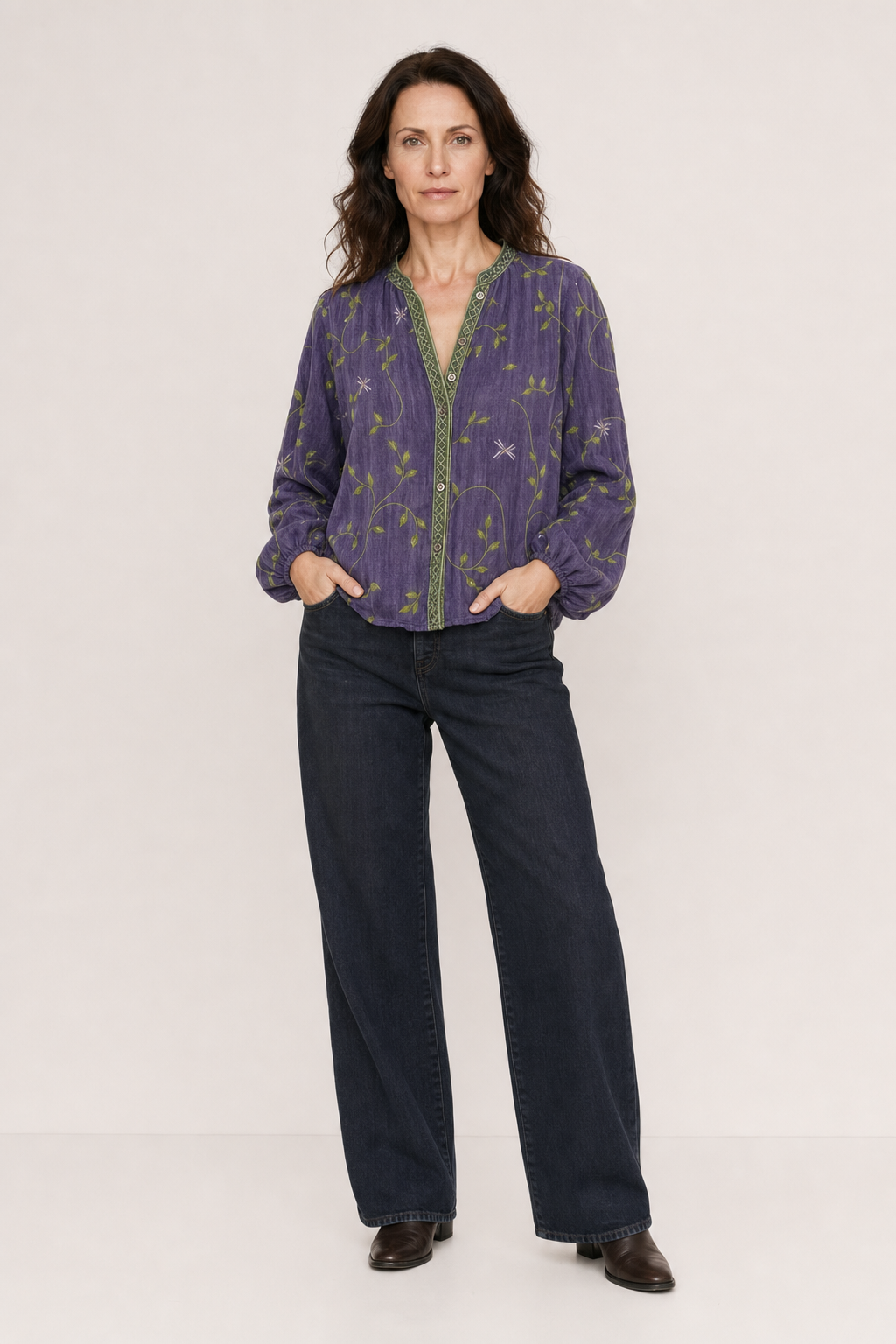 Noa | Women's Linen Long Sleeve Button-Down Blouse