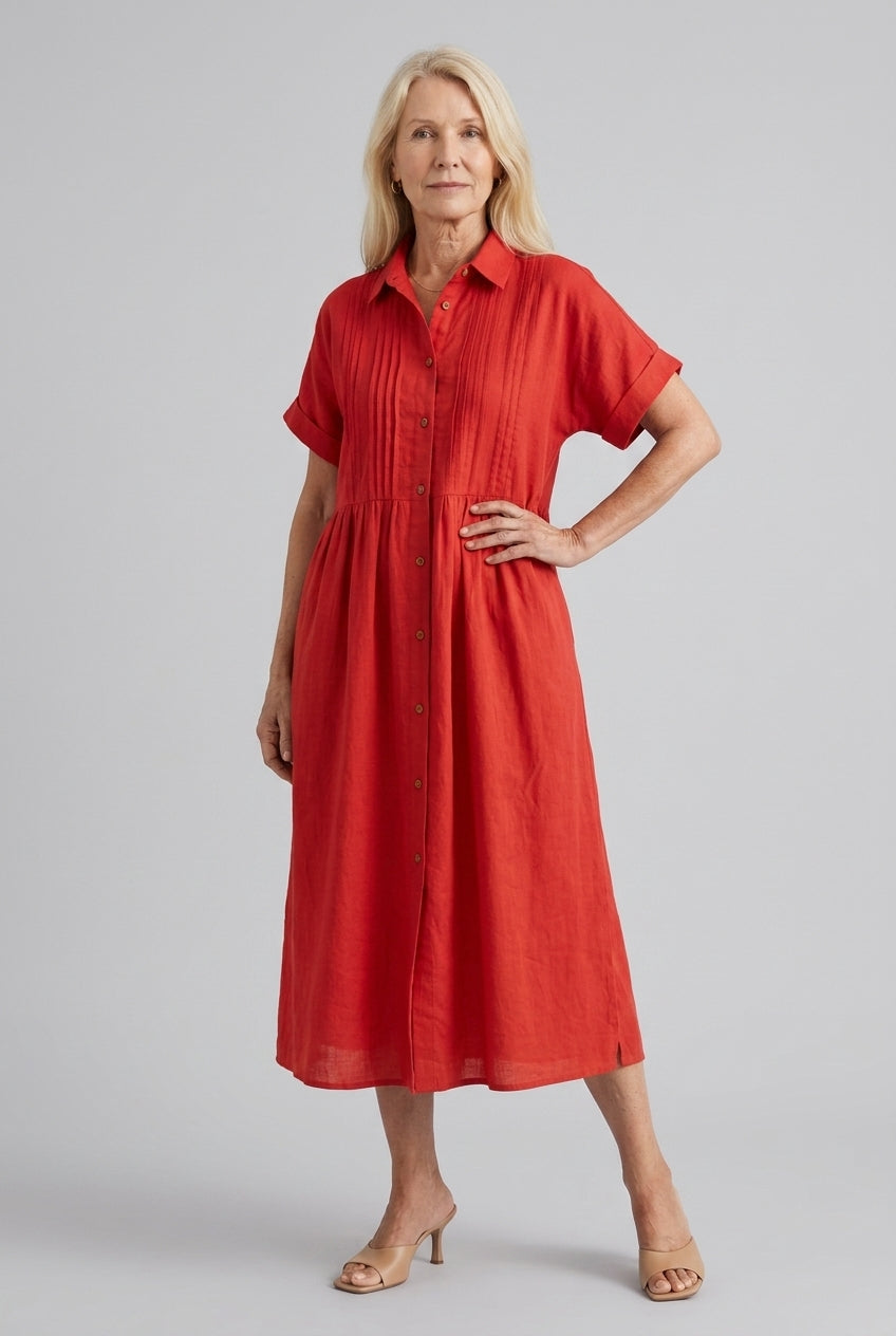 Nathalie | Cotton Button Midi Dress