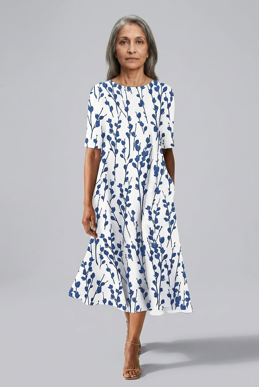 Joelle Tuva | Botanical A-Line Midi Dress