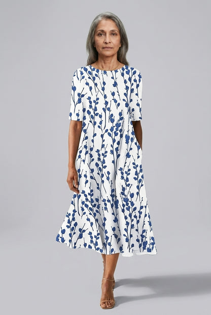 Joelle Tuva | Botanical A-Line Midi Dress