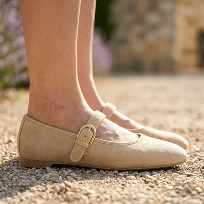Helle | Suede Mary Jane Ballet Flat