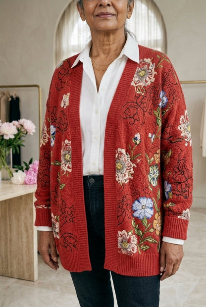Kefira Zosia | Floral Quilted Button-Down Cardigan