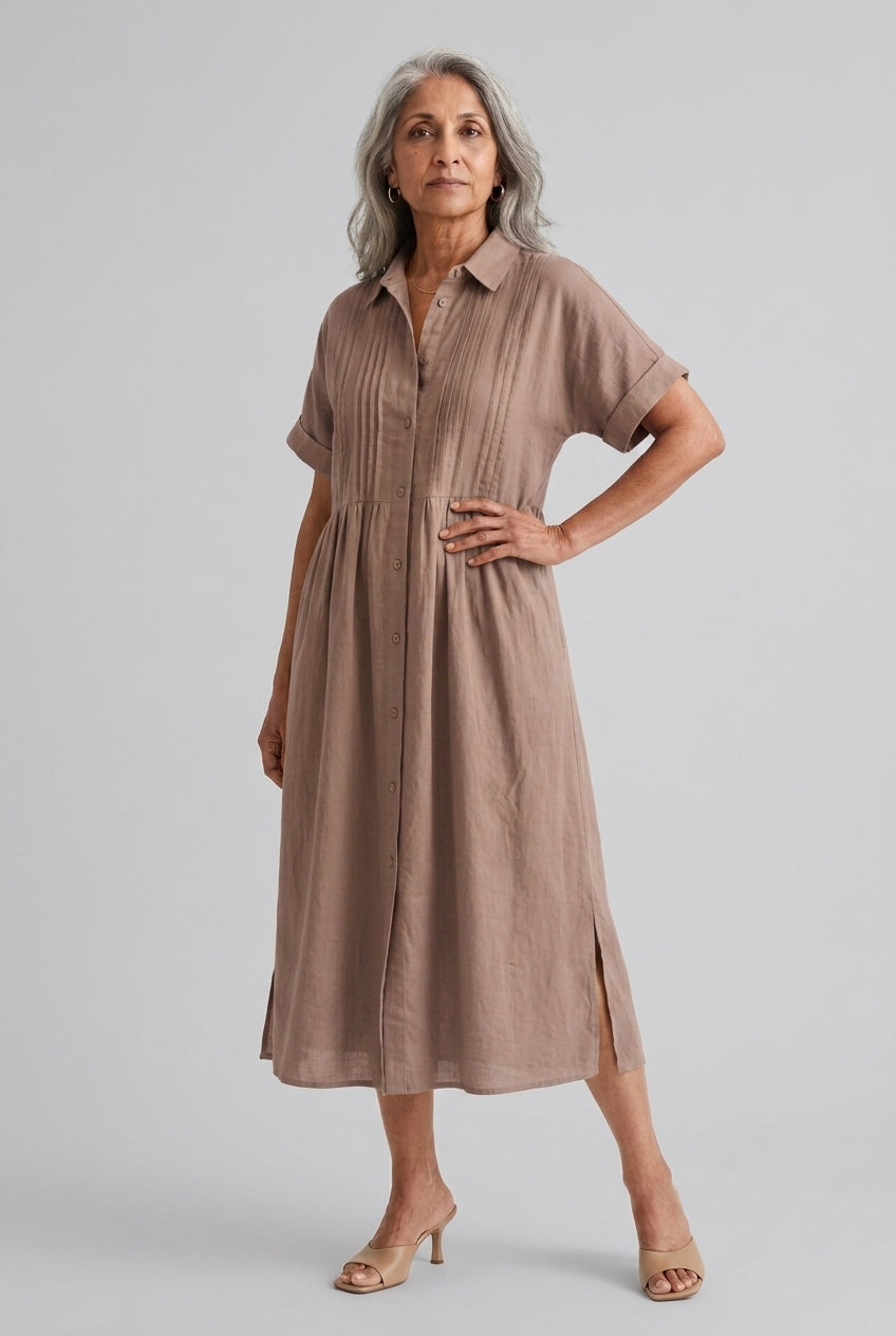 Nathalie | Cotton Button Midi Dress