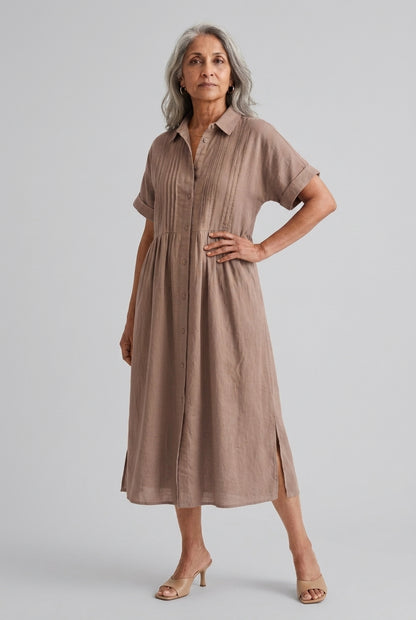 Nathalie | Cotton Button Midi Dress