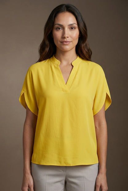 Soft V-Neck Blouse for Women, Lightweight Blend Relaxed Fit Hip-Length, for Office, Casual, Layering & Everyday Wear