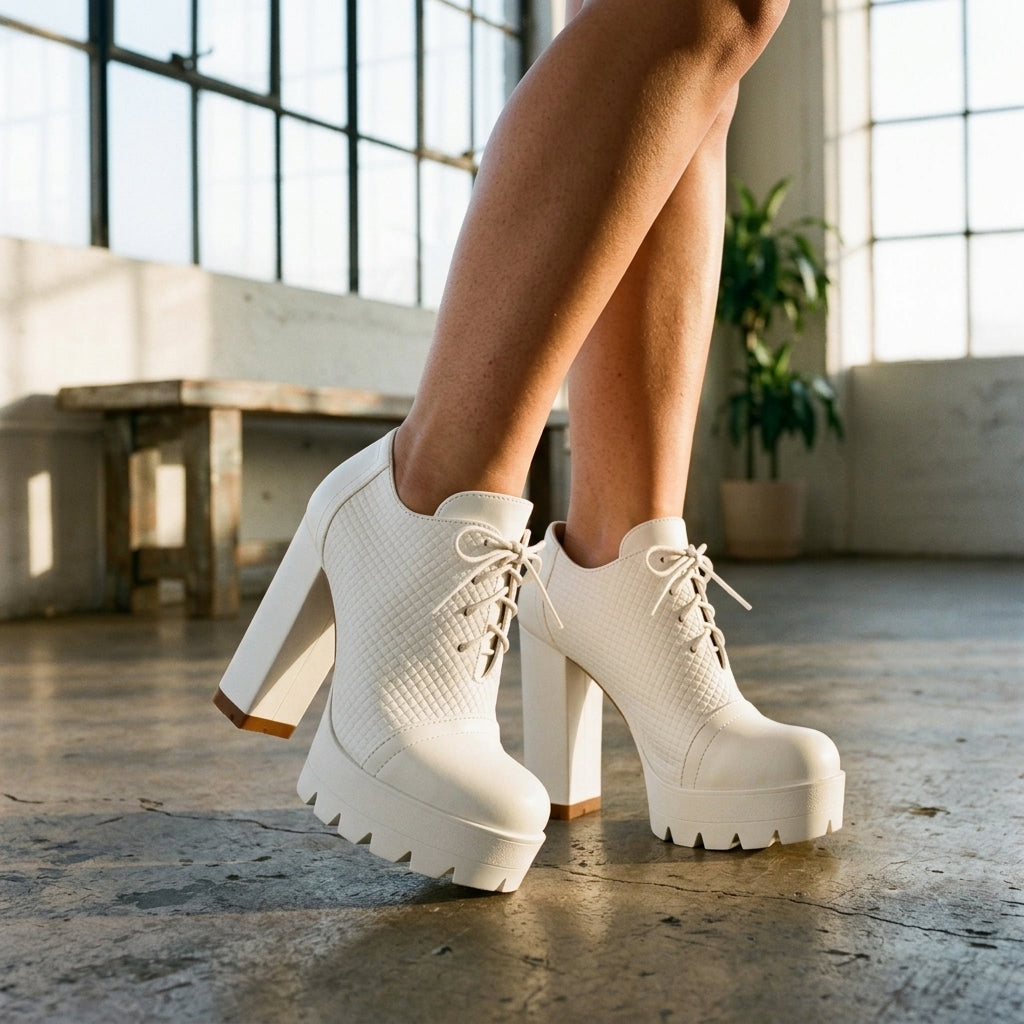 Blanche | Lace-Up Block Heel