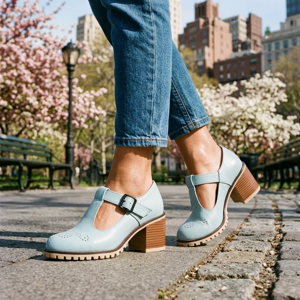 Isabella | Brogue T-Strap Loafers