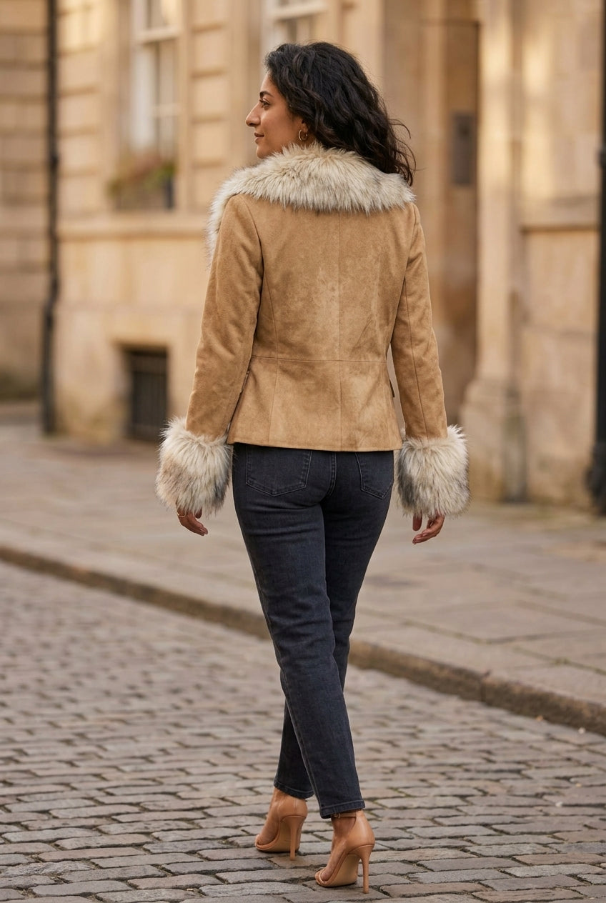 Meret | Faux Fur Trim Blazer Coat
