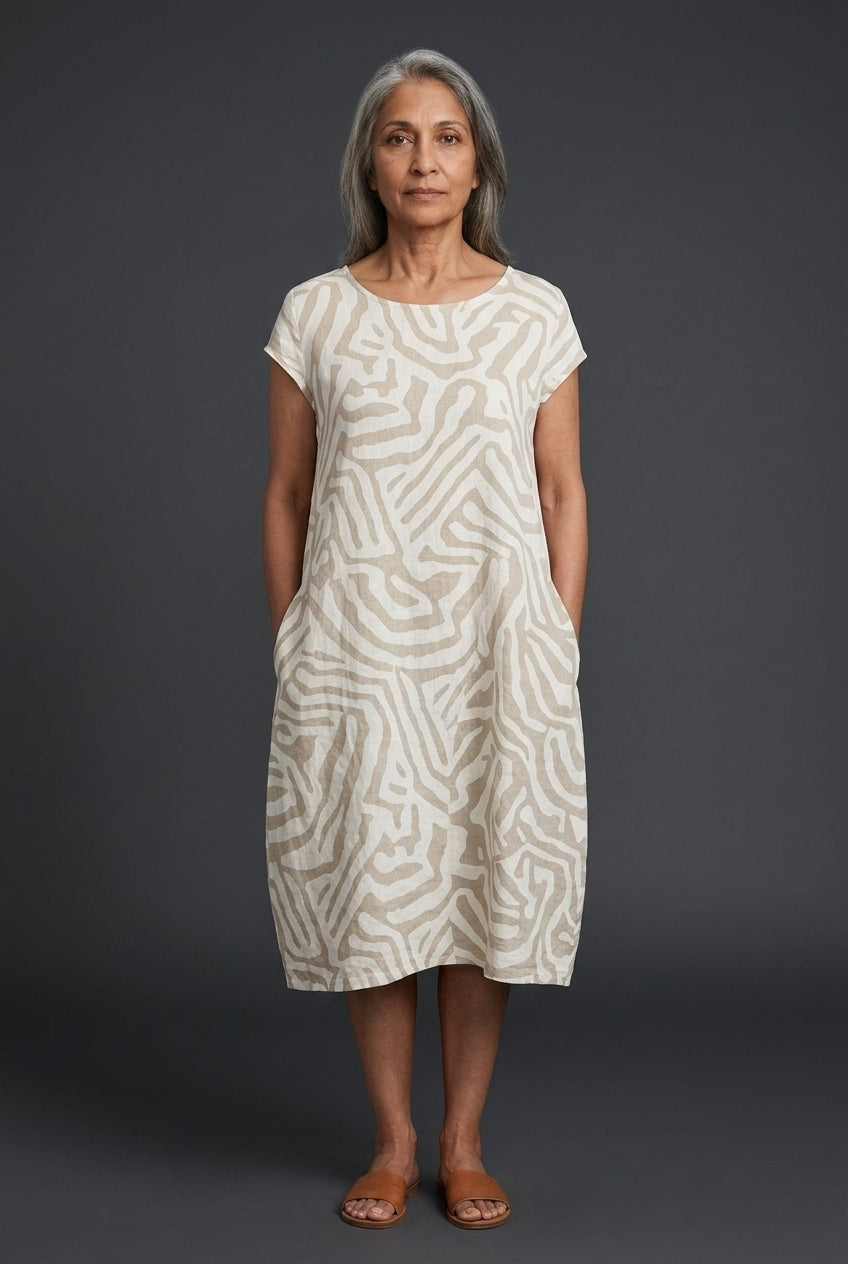 Elegant Round Neck Dress for Women, Lightweight Breathable Casual Midi, for Summer, Holiday, Brunch & Everyday Wear
