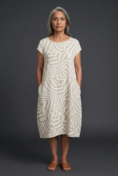 Elegant Round Neck Dress for Women, Lightweight Breathable Casual Midi, for Summer, Holiday, Brunch & Everyday Wear
