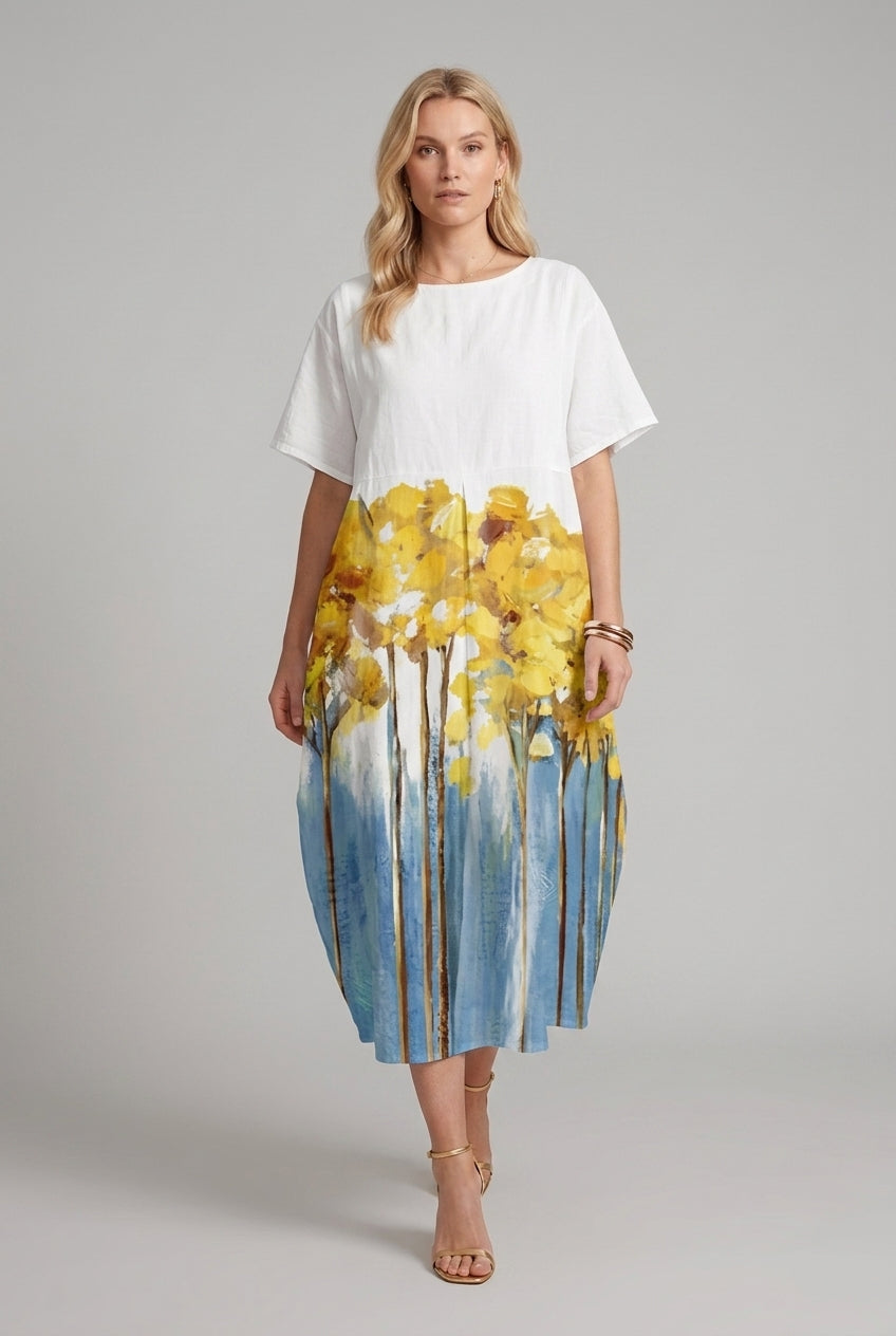 Elegant Loose Dress for Women, Round Neck Flowing Silhouette, for Casual, Social Gatherings & Everyday Wear