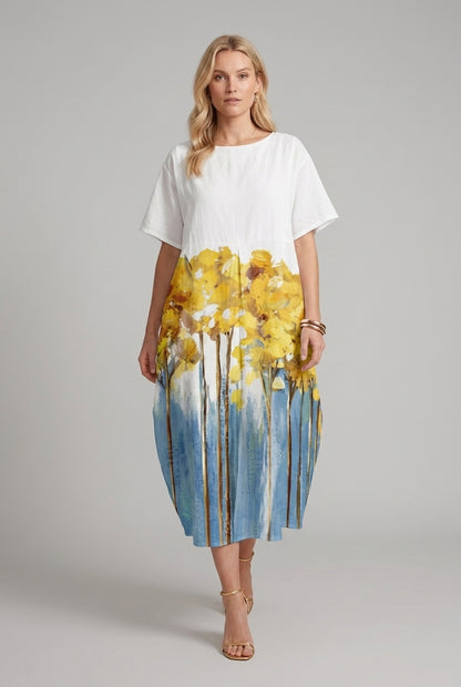 Elegant Loose Dress for Women, Round Neck Flowing Silhouette, for Casual, Social Gatherings & Everyday Wear