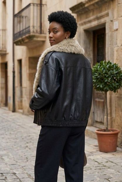 Gunilla | Faux Leather Double-Breasted Coat