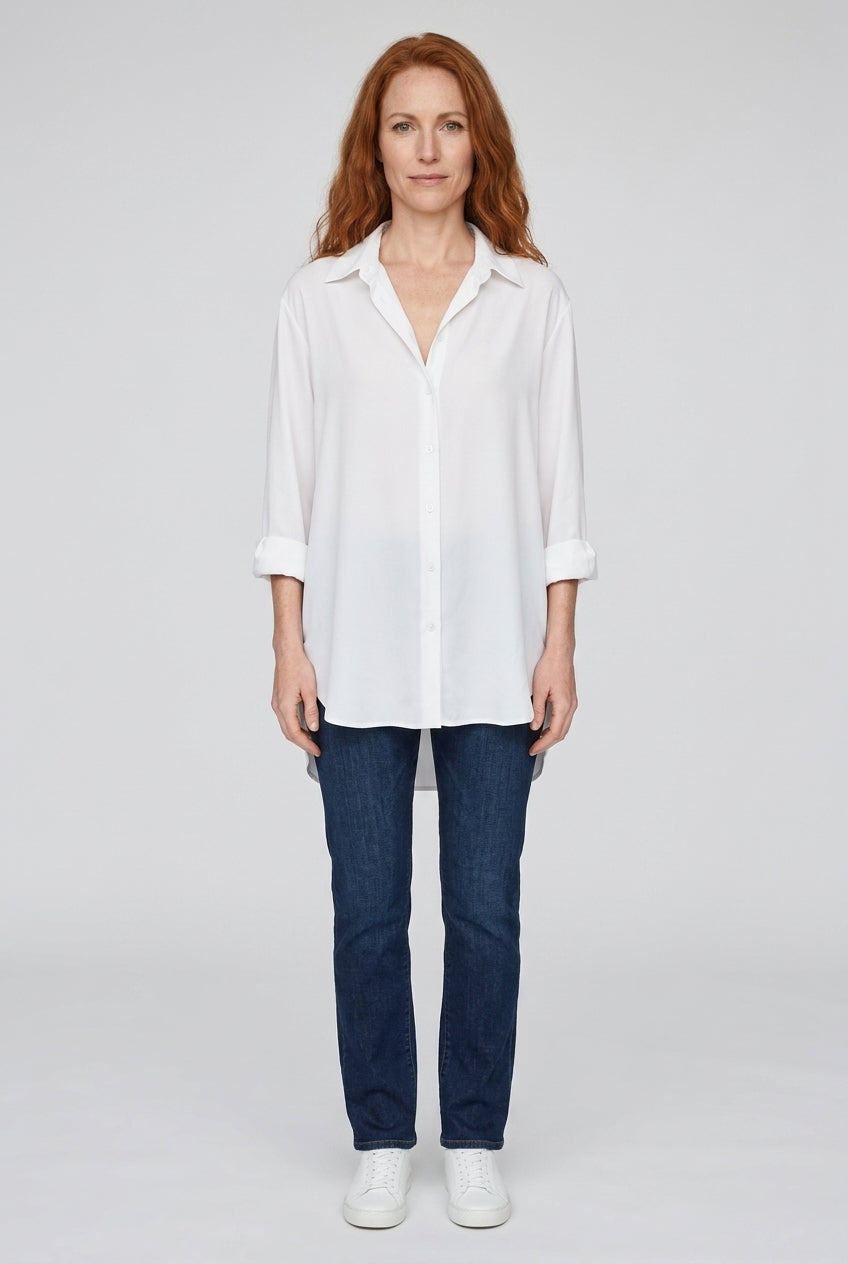 Casual Lapel Long Sleeve White Blouse