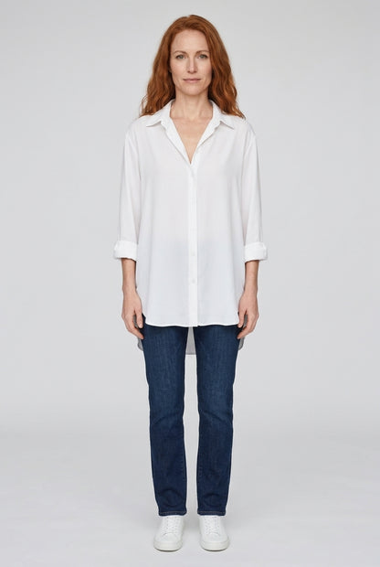Casual Lapel Long Sleeve White Blouse