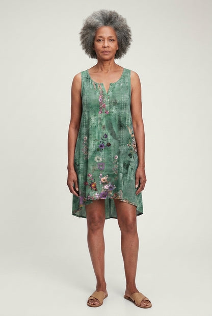 Bohemian Floral Sleeveless Tunic Dress for Women, Lightweight Relaxed Fit, for Summer, Beach, Vacation & Everyday Wear