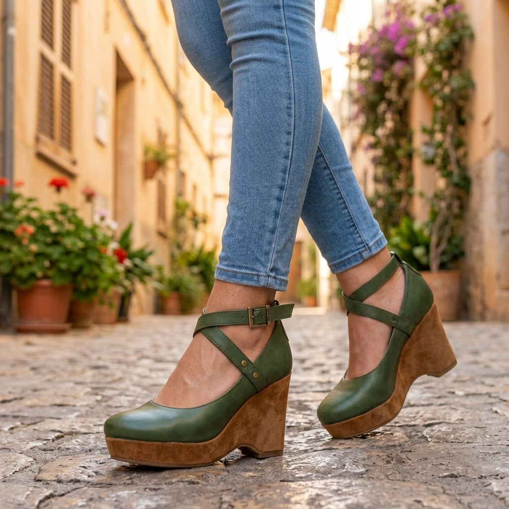 Morwenna | Cross-Strap Wedge Heel