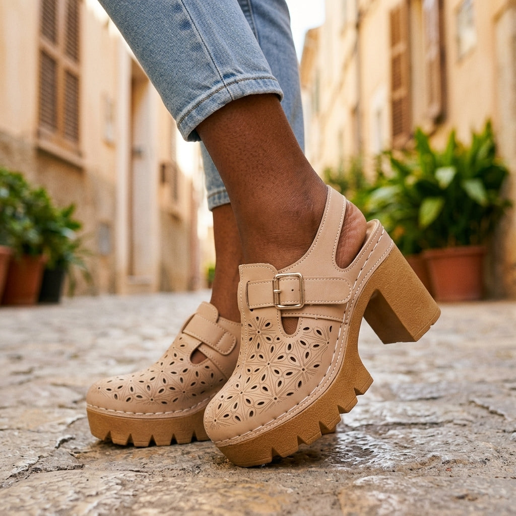 Edith | Vintage Floral Platform Clogs