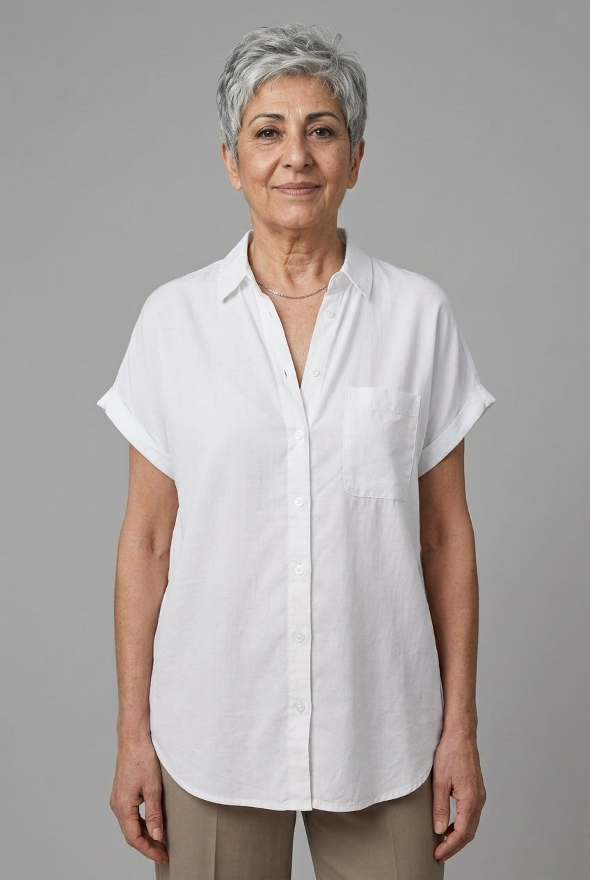 Celestine Leonie | Button-Down Short-Sleeve Blouse