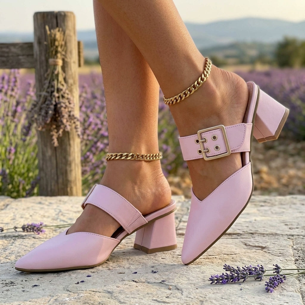 Lena Sioned | Buckle Strap Mule Heel