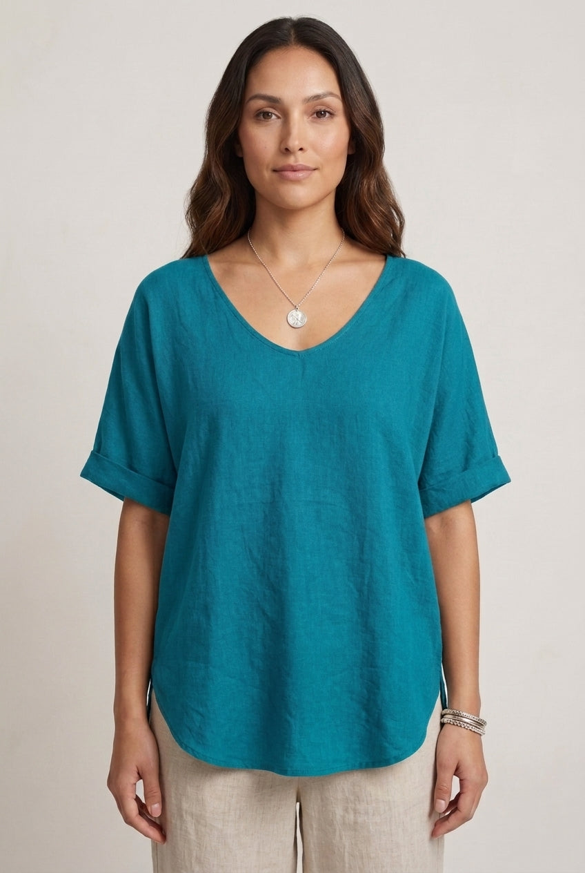 Graceful V-Neck Flow Blouse for Women, Soft Flowing Silhouette with Refined Neckline, for Work, Casual, Everyday & Polis