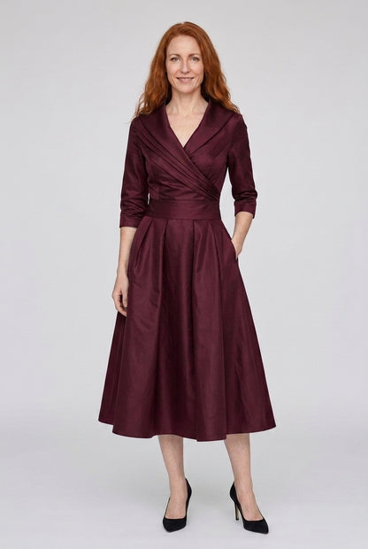 Elegant Midi Dress for Women, Flowing Silhouette with Graceful Drape, for Work, Evening, Brunch & Everyday Wear