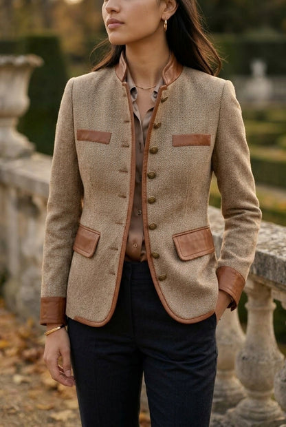 Brisa | Herringbone Tweed Button Blazer