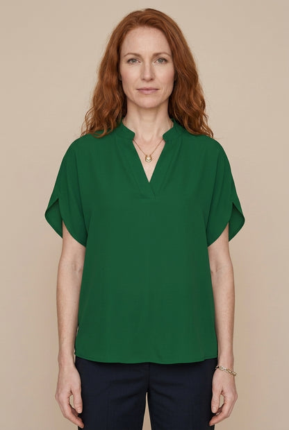 Soft V-Neck Blouse for Women, Lightweight Blend Relaxed Fit Hip-Length, for Office, Casual, Layering & Everyday Wear